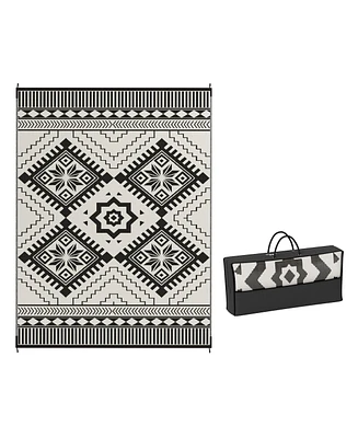 Outsunny Outdoor Rug, 9' x 12' Floor Mat, Toothed Rhombus