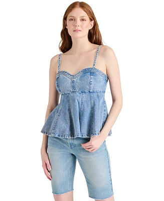 Steve Madden Women's Delta Sleeveless Denim Peplum Top