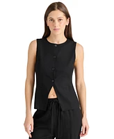 Steve Madden Women's Wesley Button-Front Linen-Blend Vest