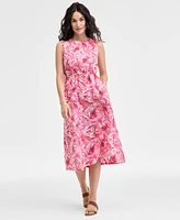 Charter Club Women's 100% Linen Printed Midi Dress, Exclusively at Macy's