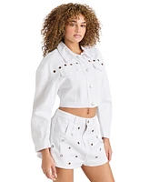Steve Madden Women's Damiani Barrel-Sleeve Cotton Denim Jacket