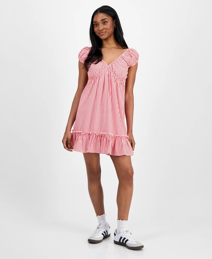 Celebrity Pink Juniors' Printed Babydoll Mini Dress