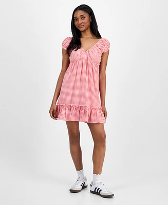 Celebrity Pink Juniors' Printed Babydoll Mini Dress