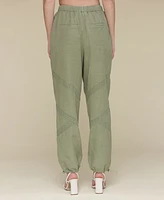 Avec Les Filles Women's Crochet-Trim Soft Utility Jogger Pants