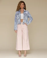 Avec Les Filles Women's Raw-Edge Cropped Trucker Jacket