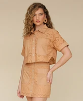 Avec Les Filles Women's Boxy Eyelet Shirt
