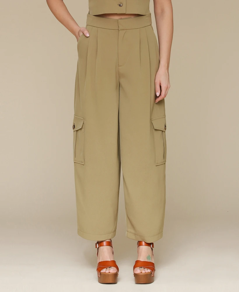 Avec Les Filles Women's Barrel-Leg Cargo Pants