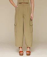 Avec Les Filles Women's Barrel-Leg Cargo Pants