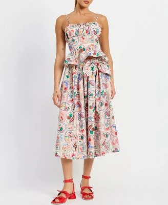 En Saison Womens Nayeli Printed Peplum Top Nayeli Printed Midi Skirt