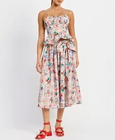 En Saison Womens Nayeli Printed Peplum Top Nayeli Printed Midi Skirt