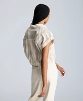 Kenneth Cole Women's Striped Short Dolman-Sleeve Cropped Shirt