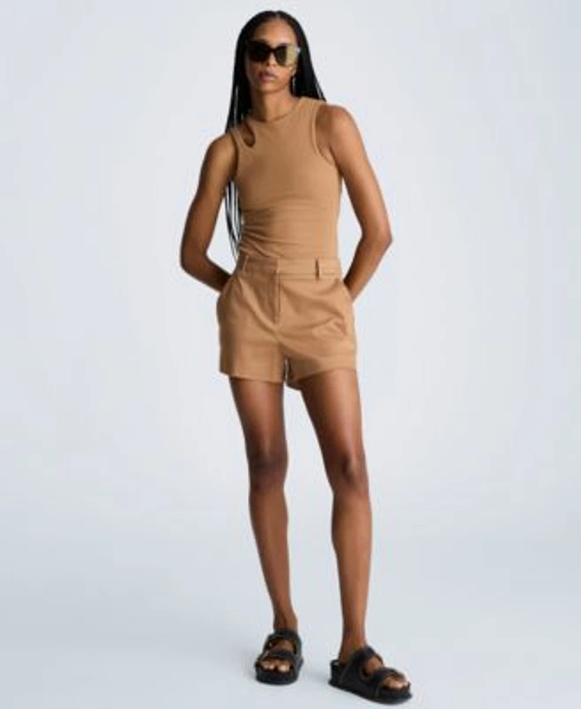 Kenneth Cole Womens Cutout Built In Bra Tank Flat Front Shorts