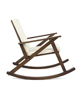 Sturdy Acacia Wood Rocking Chair for Indoor and Outdoor Relaxation