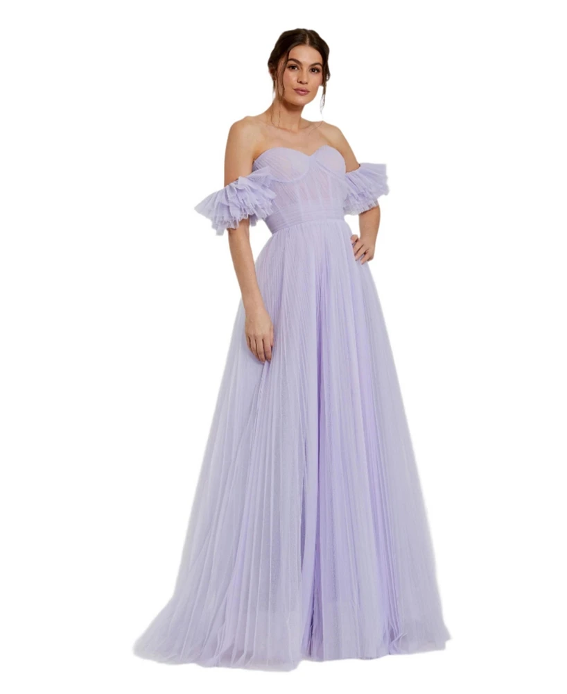 Mac Duggal Women's Off The Shoulder Tulle A Line Gown