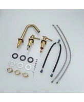 8 in. Widespread Double Handle High-Arc Bathroom Faucet Water-Saving With Drain Kit Brushed Nickel