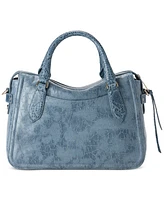 Brahmin Micaela Bellbottom Blue Zostera Small Leather Satchel