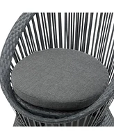 Gray swivel wicker lounge chairs (set of 2), Modern, rattan/iron frame