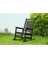 Oversized grey rocker, wood-look, weather-resistant for porch/garden