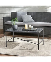 Outdoor Iron Coffee Table - Black Brush Silver