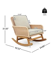 Beige wicker rocking chairs [Set of 2], Indoor/outdoor use