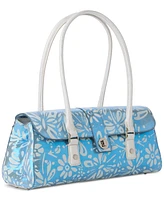 Brahmin Dayan Bellbottom Blue Lucent Medium Leather Satchel
