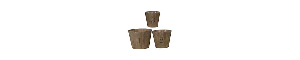 Set of 3 Round Wooden Planters – Various Sizes for Indoor & Outdoor Use