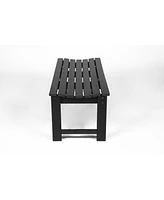Black, backless Hdpe Adirondack bench, Wood texture, all-weather, Uv protected