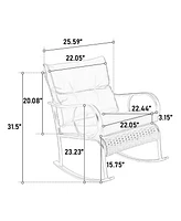 3-Piece Patio Rocking Bistro Set, Rattan Conversation with Coffee Table