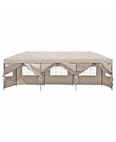 10x30 Pop-Up Canopy with Sidewalls, Wheeled Bag, Khaki