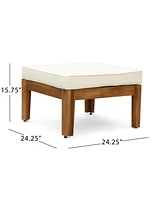 Acacia Wood 3-Seater Outdoor Sectional Sofa Set with Ottoman