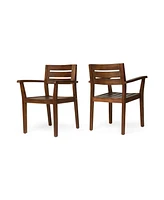 Stamford Acacia Wood Dining Chairs (Set of 2) - Dark Brown