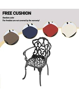 5-pc Cast Aluminum Patio Set, Black Frame, Random Cushions