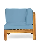 Teak Finish Blue Outdoor Armchair Set