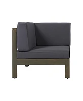 Acacia Wood Outdoor Loveseat Sectional - 2 Piece Set