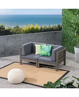 Acacia Wood Outdoor Loveseat Sectional - 2 Piece Set