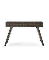 Faux Rattan Wicker Accent Table