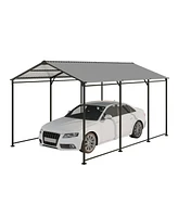 10x15 Metal Carport, Galvanized Steel Roof, Gray