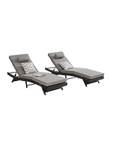 Outdoor Wicker Reclining Lounge Chairs (Set of 2) - Beach, Pool, Garden