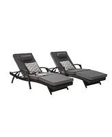 Outdoor Wicker Reclining Lounge Chair Set, Cushioned, 150° Recline