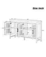 Rustic Sideboard with Rattan Doors and Adjustable Shelves
