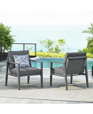 [Set of 2] Gray Aluminum Lounge Chairs