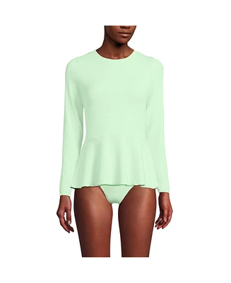 Lands' End Women's Long Sleeve Pique Peplum Upf 50 Rash Guard
