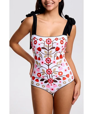 Jessie Zhao New York Women's Floral Symphony Embroidered Swimsuit