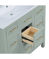 [Cabinet Only] 36" Light Green Bathroom Vanity(Sink not included)