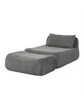 Large beanbag sofa with pillow & ottoman