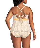 Lands' End Plus Size Lace-up Flutter Tankini Swimsuit Top