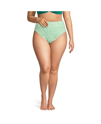 Lands' End Plus Tugless Scallop High Waisted Bikini Bottoms