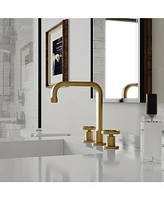 Industry Style 8 in. Widespread Double Handle High-Arc Bathroom Faucet Water-Saving With Drain Kit Matte Black