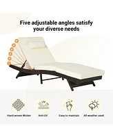 Outdoor Wicker Reclining Lounge Chairs (Set of 2) - Beach, Pool, Garden