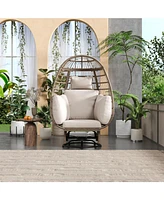Outdoor Swivel Rattan Egg Chair, Rocking, Cushions, for Patio/Garden